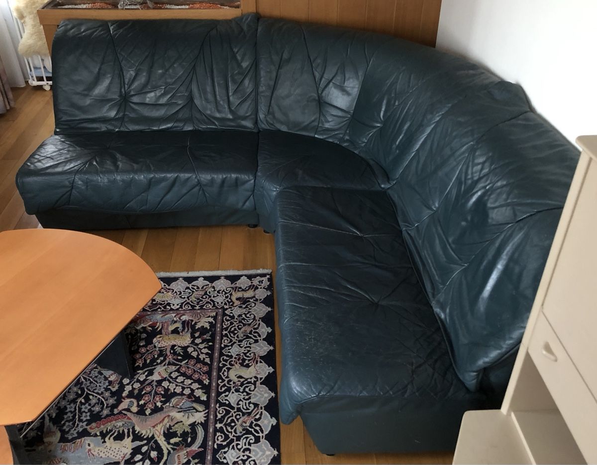 Divani: Echtleder Ecksofa dunkelgrün - gebraucht – Usato da Römerswil LU venduto da Icehead 2