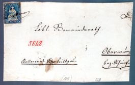 1855 FRAGMENT STRUBEL ENTWERTET HANDSCHRIFT- SULZ STABSTEMP.