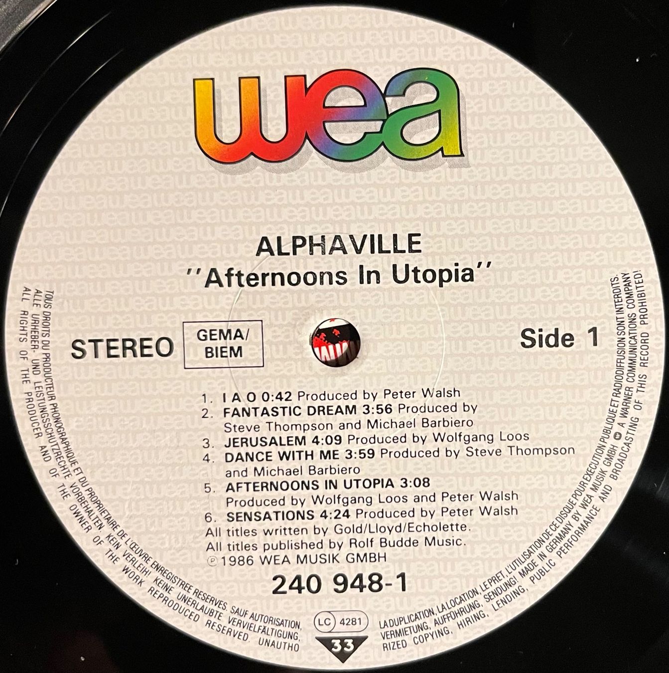 Schallplatten: ALPHAVILLE - AFTERNOONS IN UTOPIA - 33 Tours – Gebraucht aus Bussigny von vinyl-pas-cher 2