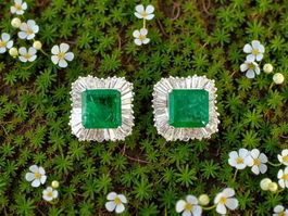 Smaragd - Diamant - Ohrstecke, Smaragde 5.2 ct, Diam. 3.3 ct