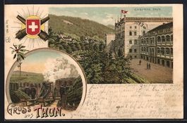 Lithographie Thun, Caserne, Artillerie