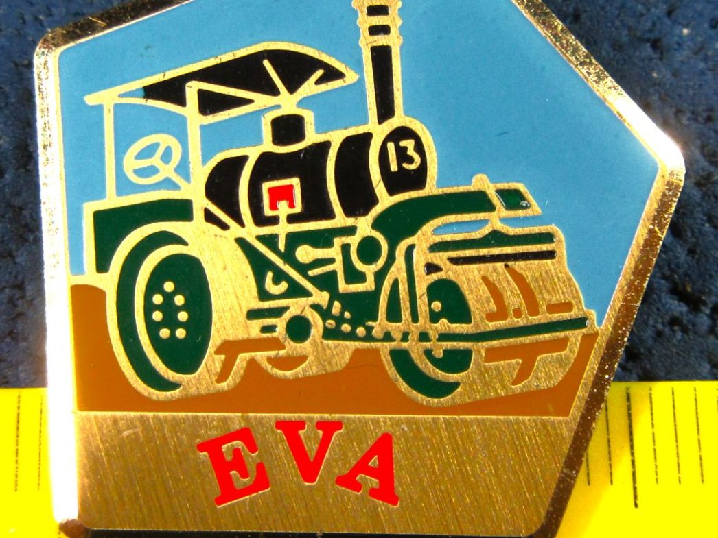 Swiss Placchette & Badge: DAMPFWALZE " E V A " PIN ENAMEL GOLDIG – Usato da Ettingen venduto da Hausi4711 1