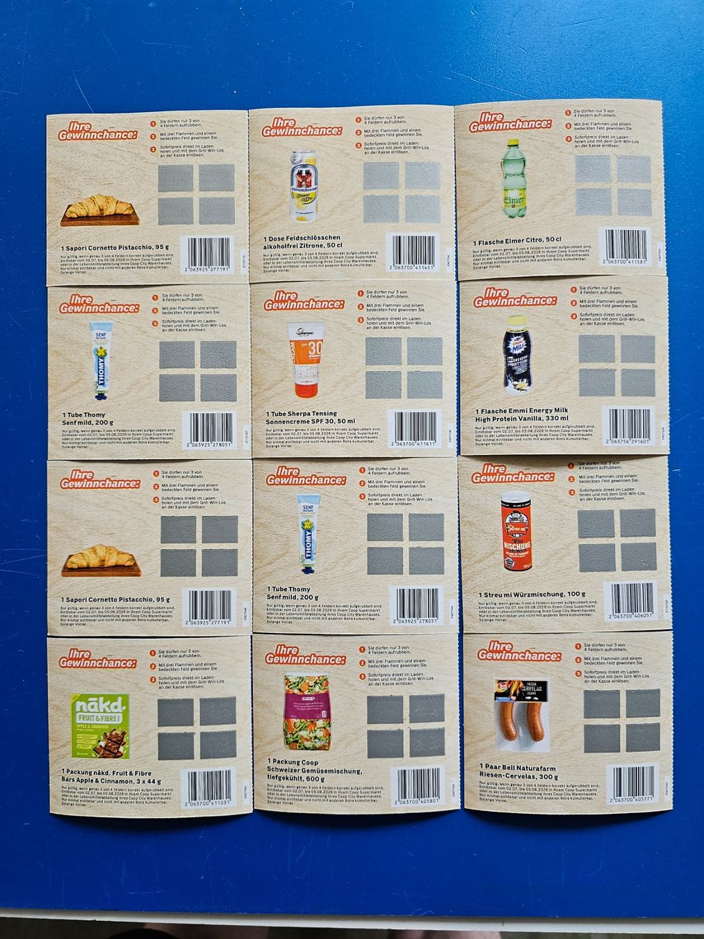 Buoni: COOP GRILL - WIN RUBBELLOSE 12 STÜCK – Nuovo (secondo la descrizione) da Ermatingen venduto da Monaco1215