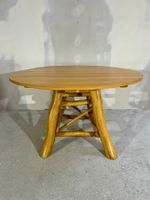 Rustikaler Gartentisch Teak Holz Esstisch rund massiv stabil