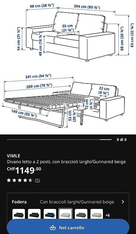 Divani: Vendo 2 divani Ikea Vimle in ottimo stato, ritiro immediato  – Usato da Sorengo venduto da JackBrown84 4