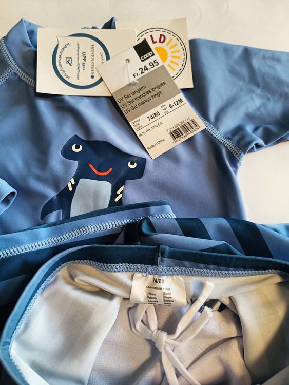Costumi da bagno: Coop UV-Bade Set Gr 74/80 Hai Badehose Langarm Shirt neu – Nuovo e nell'imballaggio originale da Oberhofen am thunersee venduto da cri_6md2 1