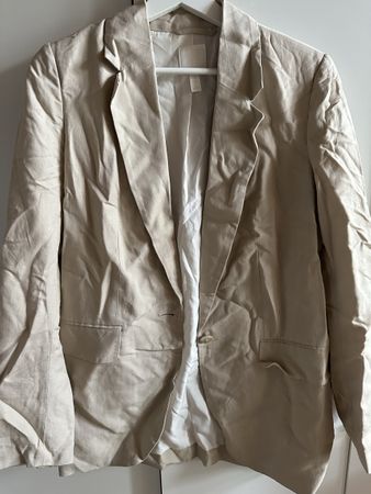 Blazer beige Gr. 36, Viskose Leine H&M
