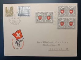 BUNDESFEIER BRIEF MIT SCHÖNER FRANKATUR 1950