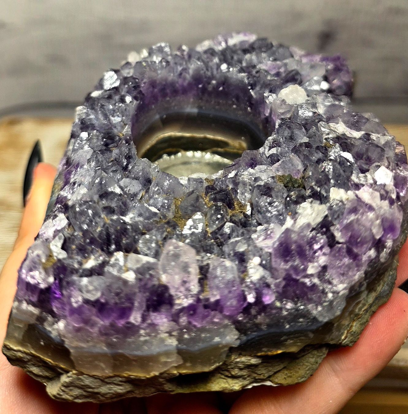 Minerali & Pietre curative: Amethyst Teelicht Halter E 672g – Nuovo e nell'imballaggio originale da Matzingen venduto da Shay_Crystalz 1