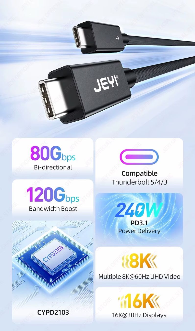 Kabel: Thunderbolt 5 Kabel USB-C 0.5 Meter 240W 80Gbps – Neu (gemäss Beschreibung) aus Olten von Lamb_of_God 6