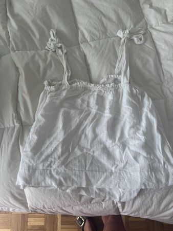 Haut blanc femme bretelles nouées taille M bon état