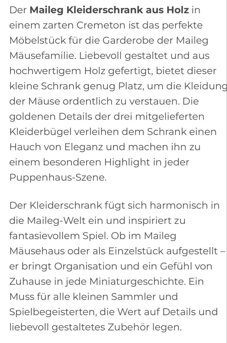 Maileg Giocattoli: Kleiderschrank..Neu..Maileg – Nuovo (secondo la descrizione) da Hünenberg venduto da Smile77.. 4