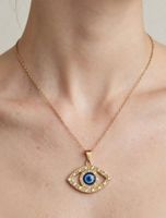 Collana occhio azzurro con zirconi dorata nuovo
