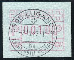 ATM 6AIII d Rotlila Vollstempel Frühdatum 02.10.1987