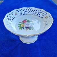 Elegante Bonbonniere/Obstschale aus Porzellan, Blumenmuster
