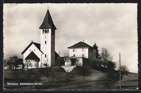 Cartoline postali: Wetzikon, Katholische Kirche im Herbst – Usato da Berlin venduto da bartko-reher