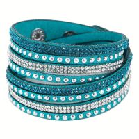 Multilayer Boho Armband PU-Leder Strass Neu