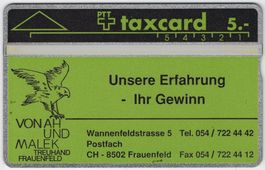 von Ah & Malek, Unsere Erfahrung - seltene Kunden Taxcard