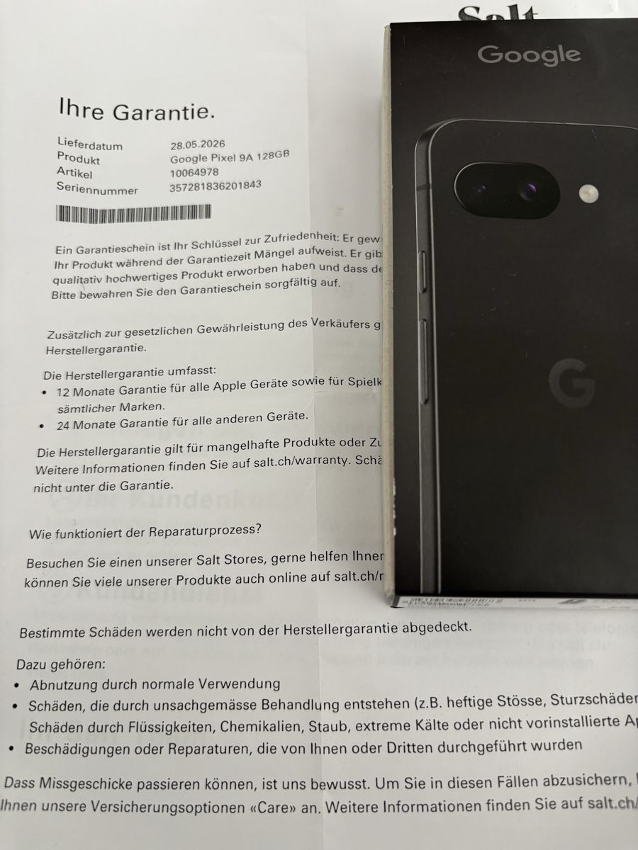Google Telefoni cellulari / Smartphones: Google Pixel 9a 128GB neu mit Garantie – Nuovo e nell'imballaggio originale da Utzenstorf venduto da CarolS01