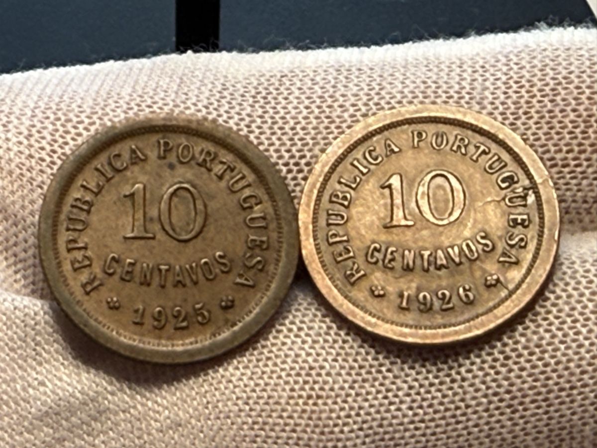 Alle Münzen: Portugal - 10 Centavos 1924 & 1925  – Gebraucht aus Wallbach von Nenex