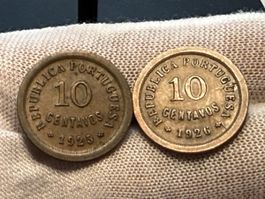Portugal - 10 Centavos 1924 & 1925 