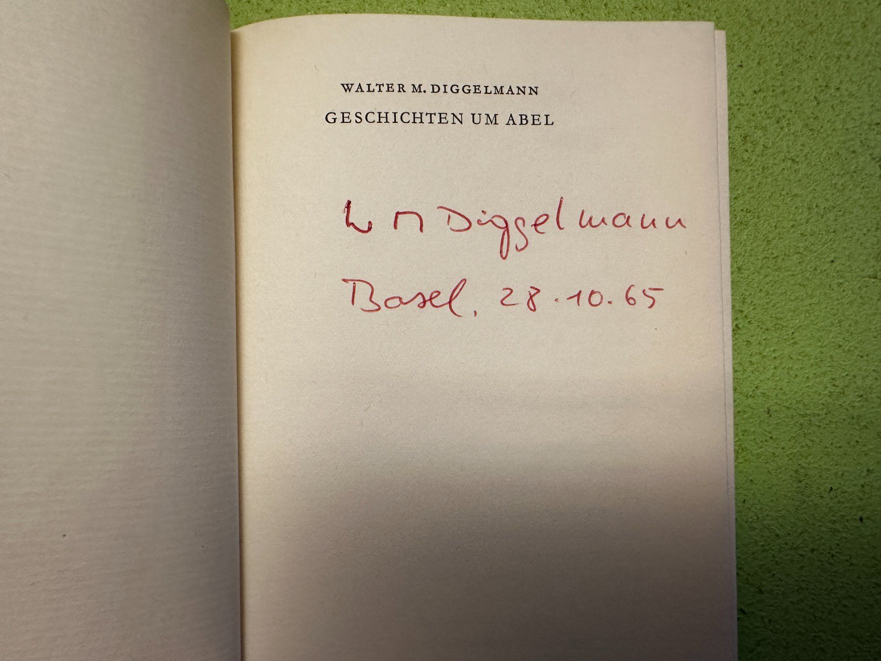Libri: Walter M Diggelmann: Geschichten um Abel. Roman. – Usato da Zürich venduto da allp 2