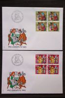 1985 4 FDC mit Viererblöcken Märchen