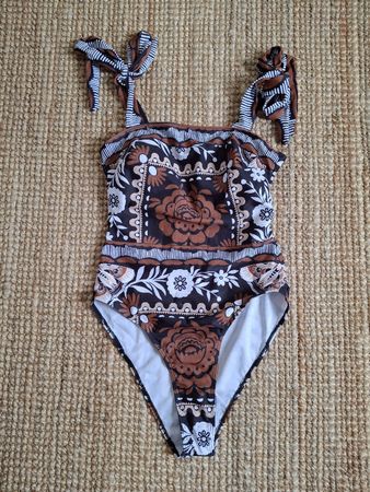 Maillot une piece brun blanc et noir M