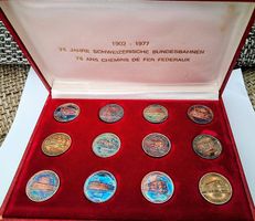 12 Jubiläumsmedaillen 75 Jahre Bundesbahnen 999er Silber