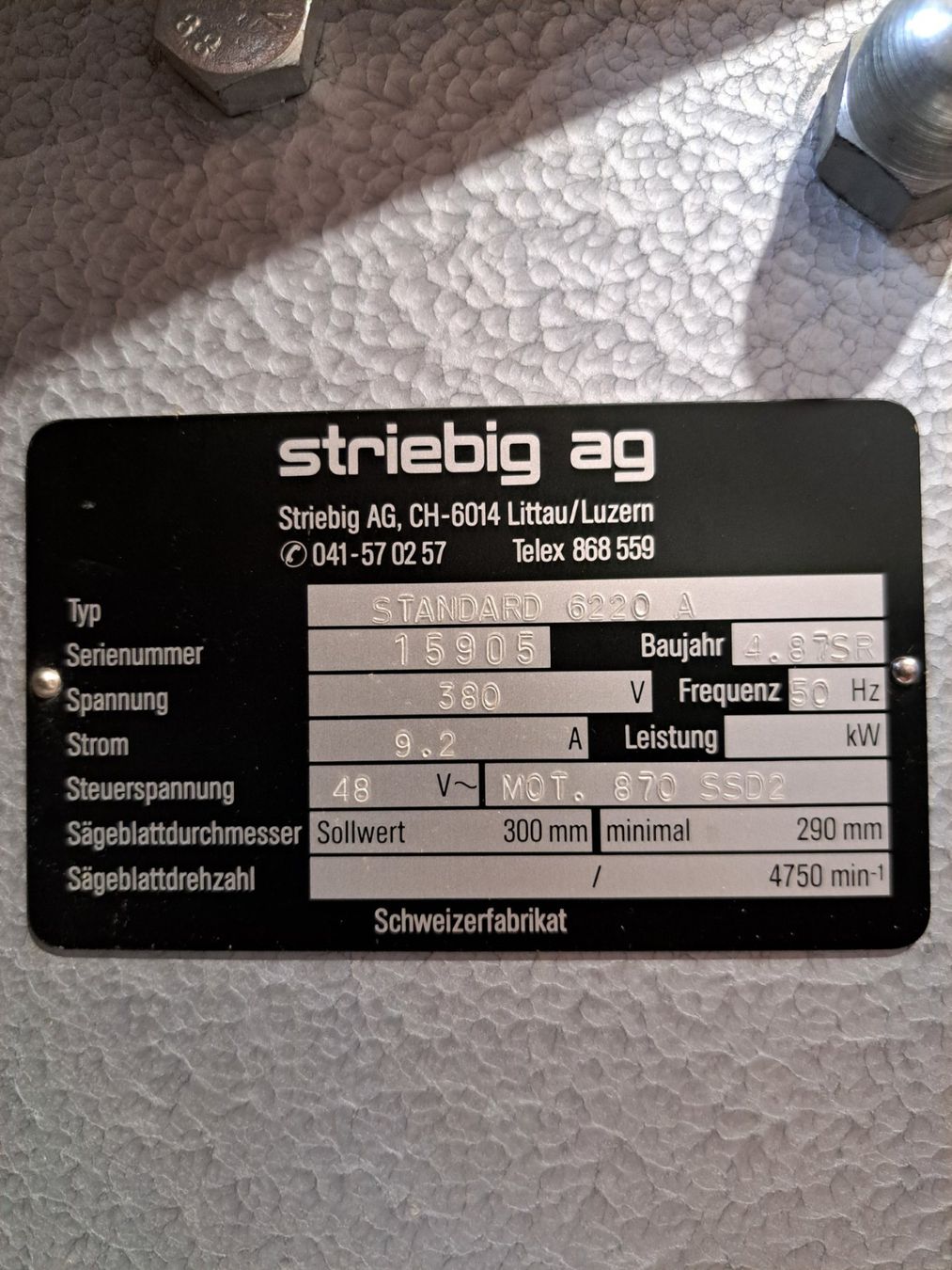 Alle Maschinen: Striebig Standard 6220 A – Gebraucht aus Bettlach von BSH 2