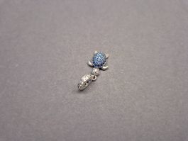 Silber Charm Schildkröte blau +Garantie