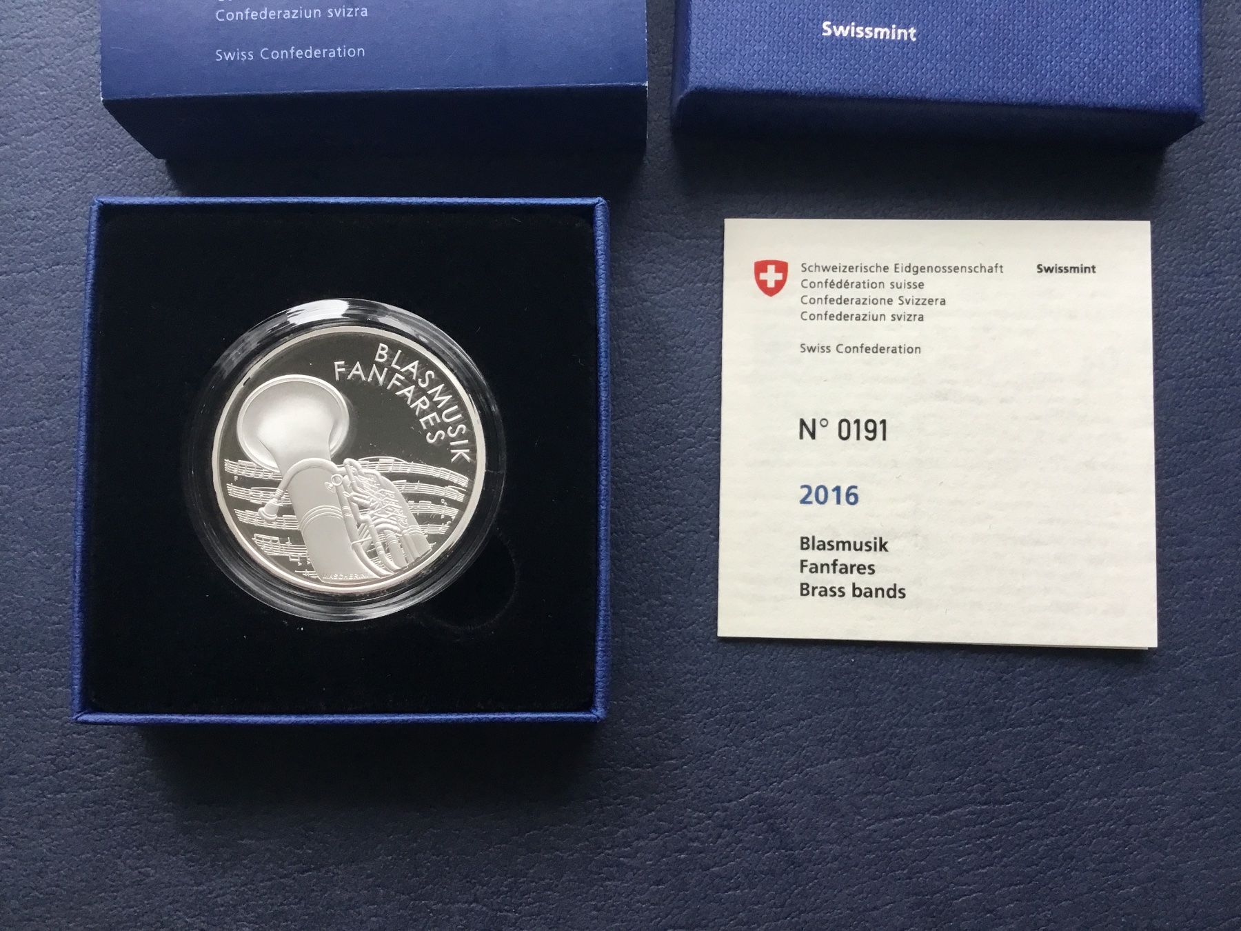 Tutti le monete: 20 Franken Silbermünze Blasmusik 2016 PP – Nuovo e nell'imballaggio originale da St. Margrethen SG venduto da alfapeugeot10 4
