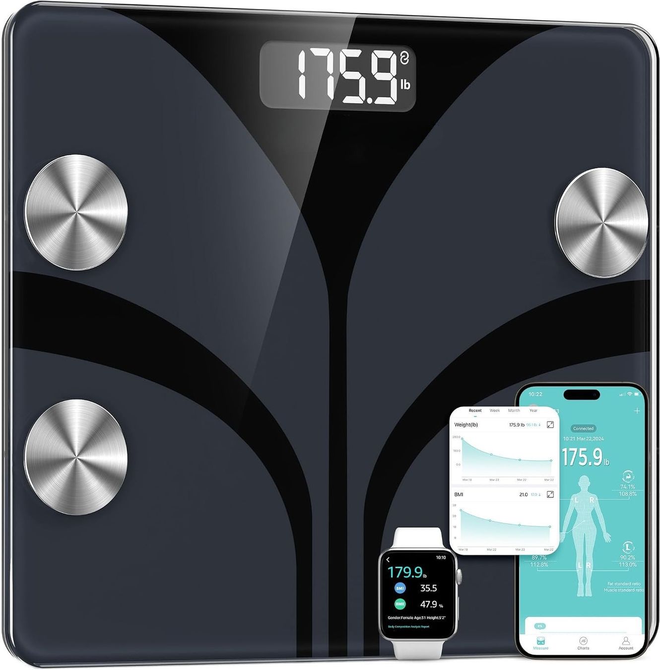Bilance pesapersone: Körperfettwaage Digital 13 Messwerte BMI App Sync bis 180kg – Nuovo e nell'imballaggio originale da Schaffhausen venduto da her_zt65