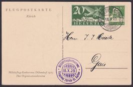 1925, Flugpostkarte Ganzsache, Zürich - St.Gallen