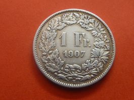 1 Fr.  1907 -   rar + Ungereinigt  -