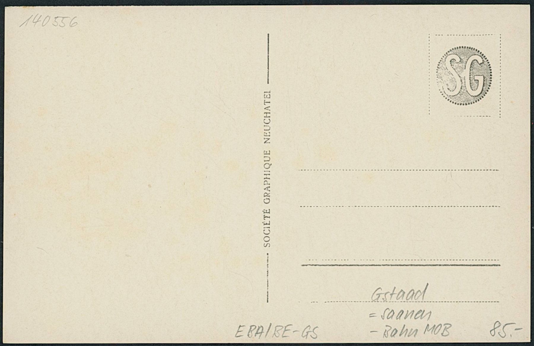 Cartoline postali: BE Gstaad - Bahn MOB - Saanen – Nuovo (secondo la descrizione) da Schindellegi venduto da Jonathan77 1