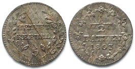 HELVETISCHE REPUBLIK Halbbatzen 1803 Billon SELTENES JAHR!