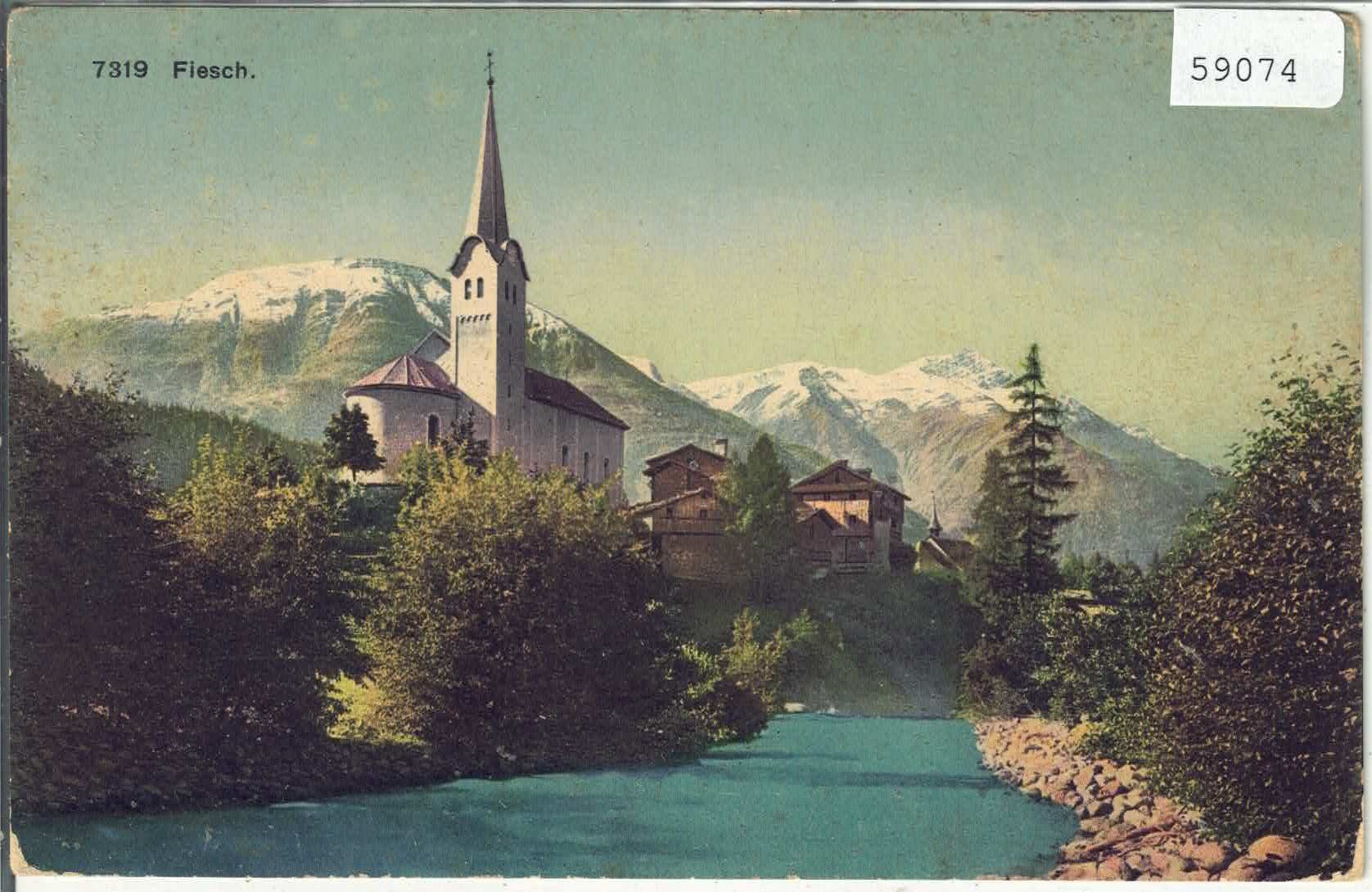 Cartoline postali: Fiesch - Kirche - Litho – Usato da Ettingen venduto da Kartenplanet