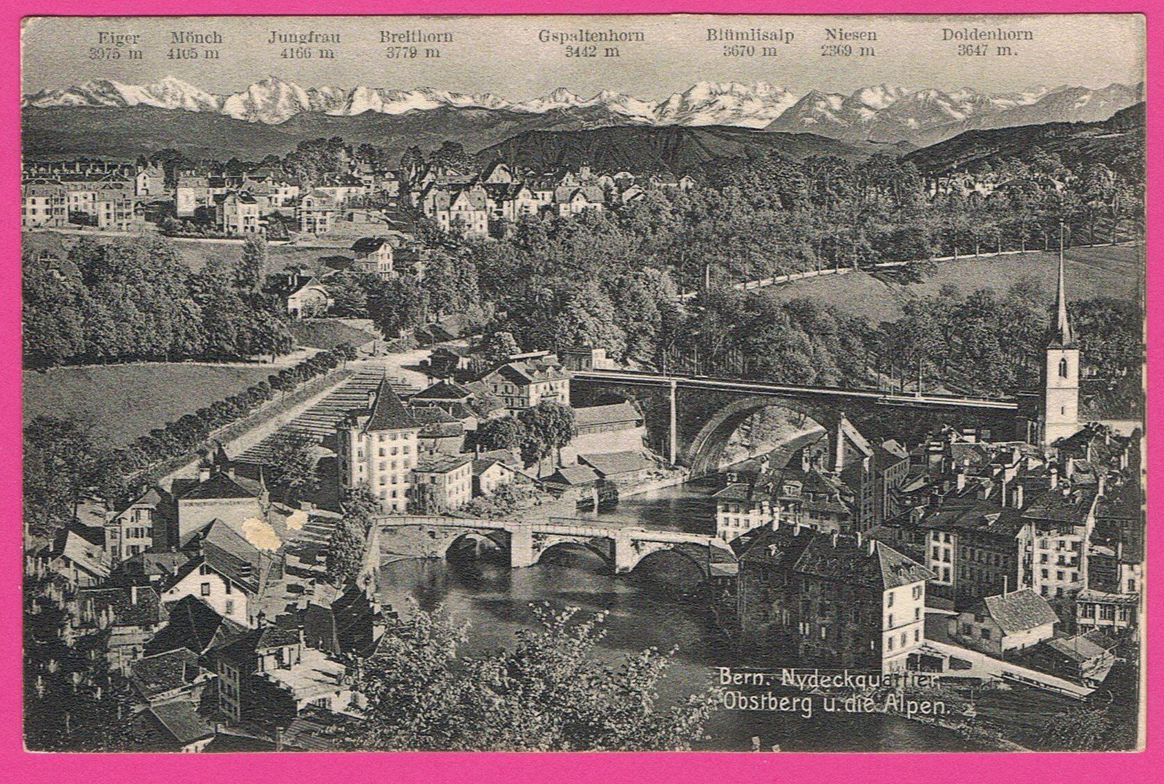 Ansichtskarten: Bern gel 1908 Nydeckquartier – Gebraucht aus Einsiedeln von dillie