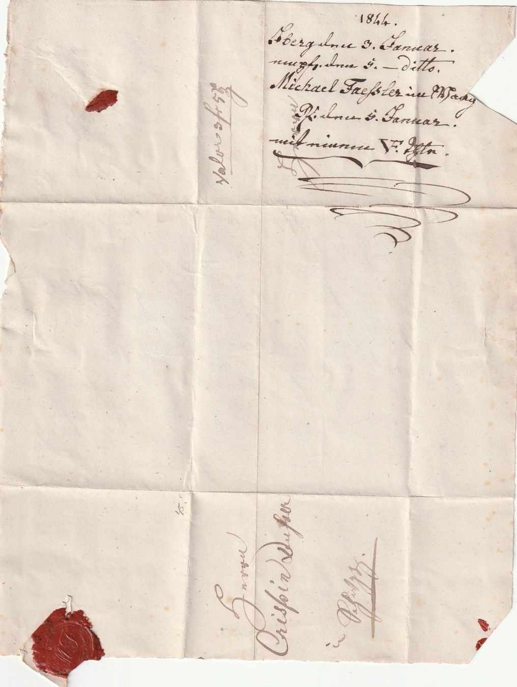 Documenti: Siegelbrief 1844 – Usato da uttwil venduto da Koehlerfred 2
