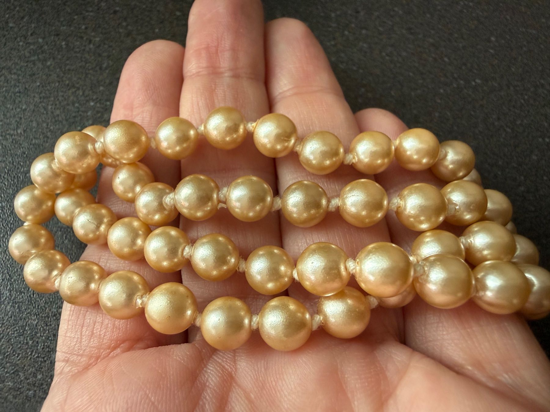 Catenine: Vintage Perlenkette Creme/hellgelb – Usato da Lamone venduto da LaCantinaMagica 7