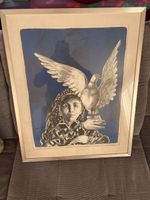 Blaues Kunstbild Hunziker mit Silberrahmen