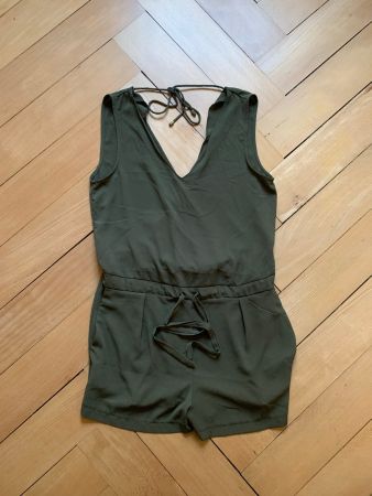 ZARA - Chiffon Jumpsuit olivgrün XS