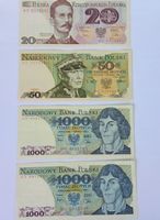 4 polnische Zloty Banknoten von 1982 und 1988, 