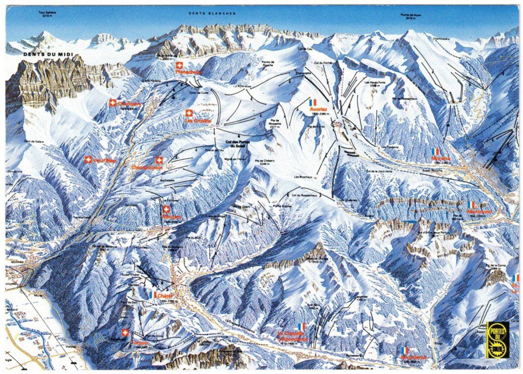 Cartoline postali: Portes du Soleil - Pistenplan – Usato da Binningen venduto da Mountainrider
