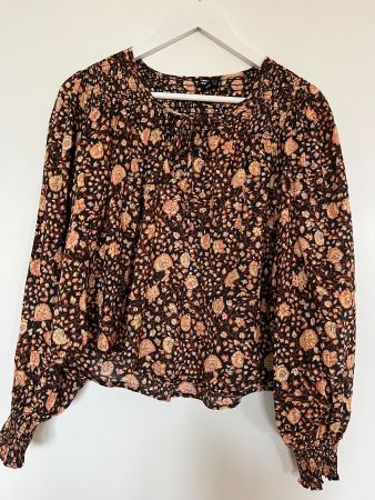 Langarm Bluse Gr. XS  Roxy - Floral Print Blumen Muster
