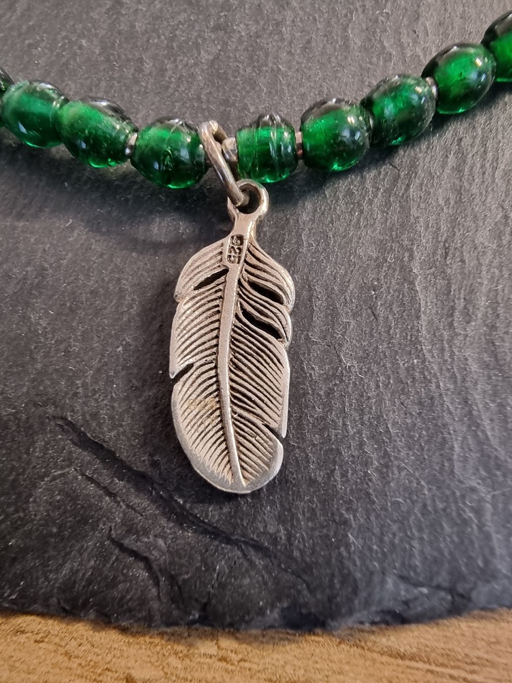 Catenine: Collier argent 925 Agates vertes plume d'aigle – Nuovo (secondo la descrizione) da Veyrier venduto da Leilazizou 1