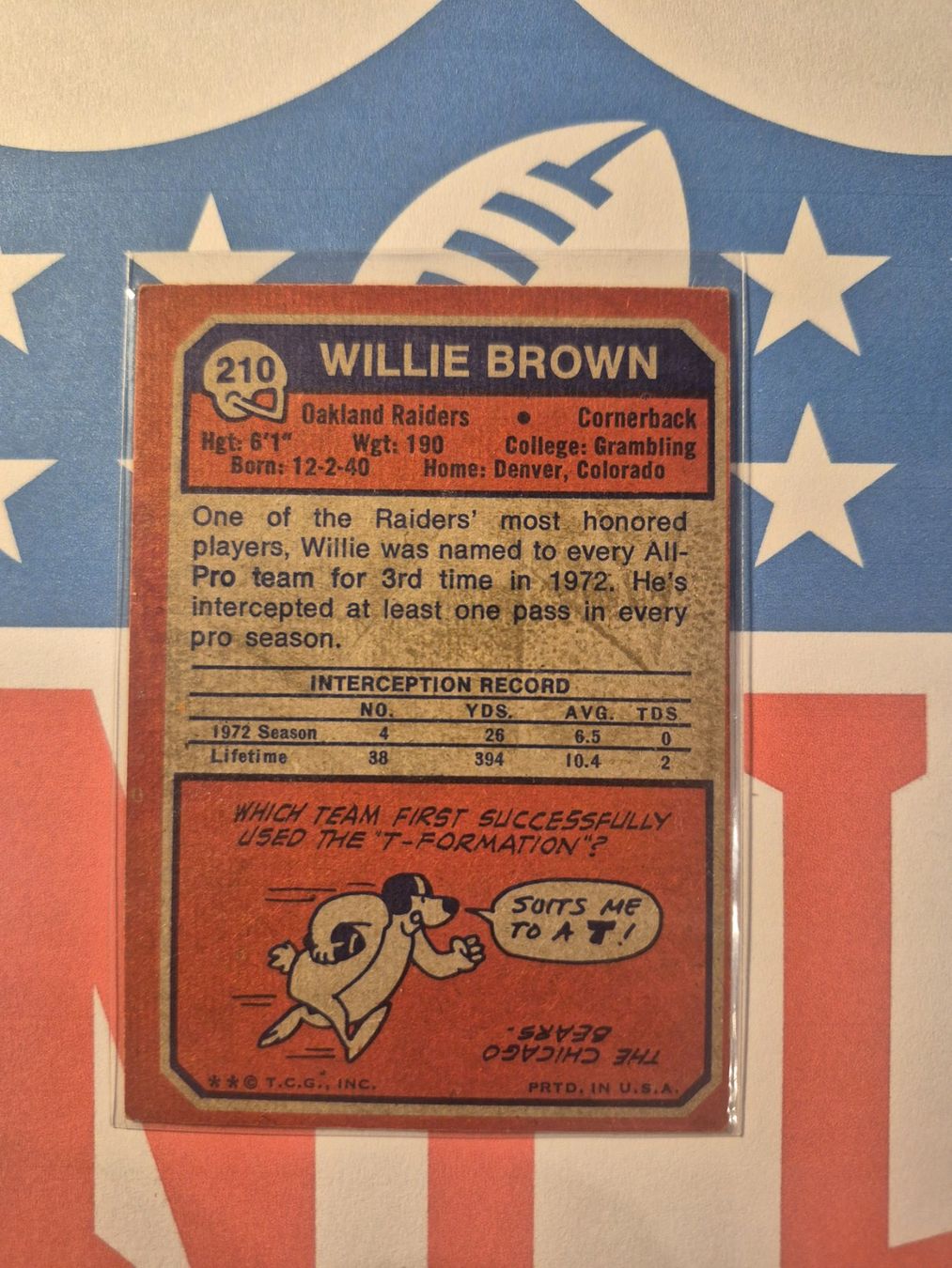 NFL Carte collezionabili: NFL Willie Brown Oakland Raiders – Usato da Treiten venduto da Sauber73 1