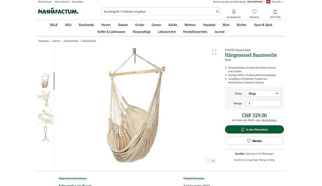 Poltrone pensili da giardino: Hängesessel Baumwolle (inkl.Aufhängeschraube) – Usato da Nesslau venduto da chi_w9mw 4