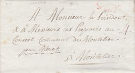 1815, "Lausanne 29 ...", roter Zweizeiler,